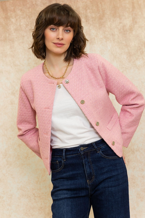 Carraig Donn Bouclé Jacket in Pink