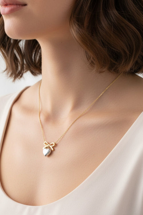 Bow Heart Necklace