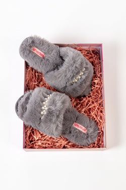 Carraig Donn Boxed Embellished Slippers in Grey