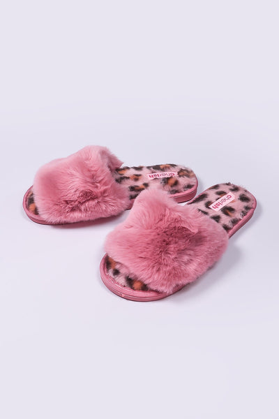 Carraig Donn Boxed Pink Animal Faux Fur Slipper