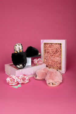 Carraig Donn Boxed Pink Animal Faux Fur Slipper