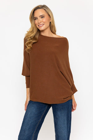Brown Batwing Knit Jumper Ladies Jumpers – Carraig Donn