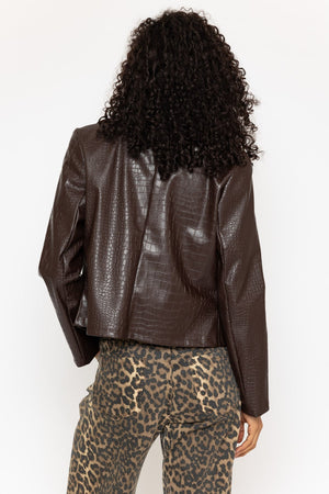 Carraig Donn Brown Croc Faux Leather Biker Jacket