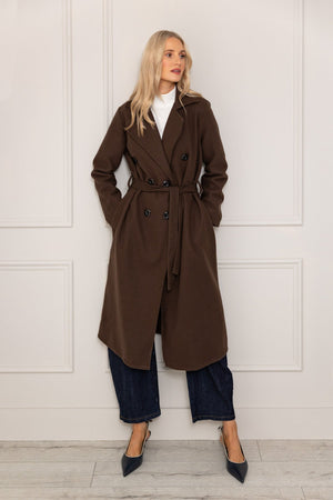 Carraig Donn Brown Double Breasted Belted Coat