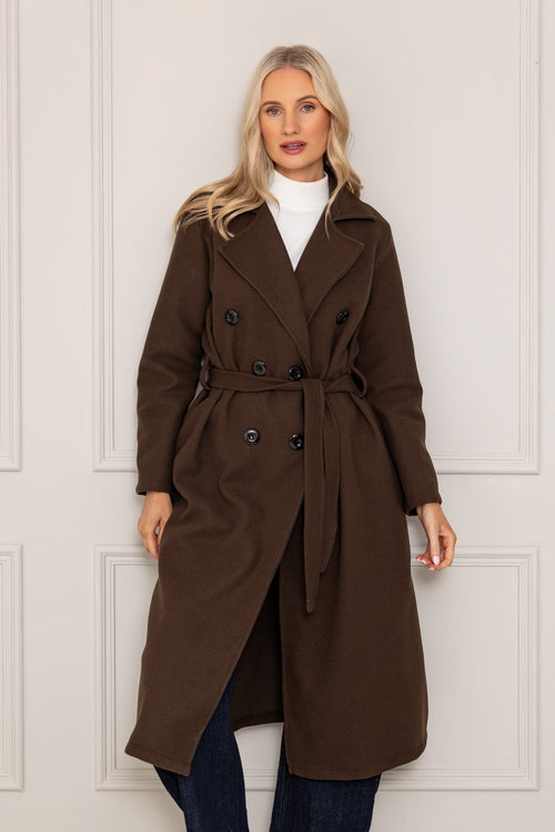 Carraig Donn Brown Double Breasted Belted Coat