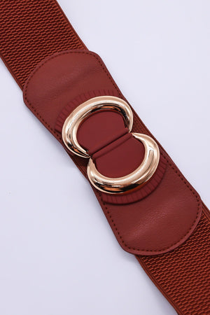 Brown Elastic Belt With Gold Clasp
