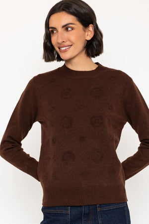 Carraig Donn Brown Embossed Floral Jumper