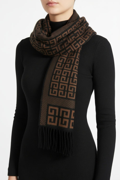 Brown Geometric Print Scarf