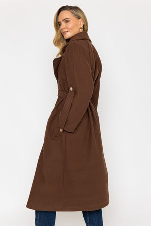 Carraig Donn Brown Long Belted Coat