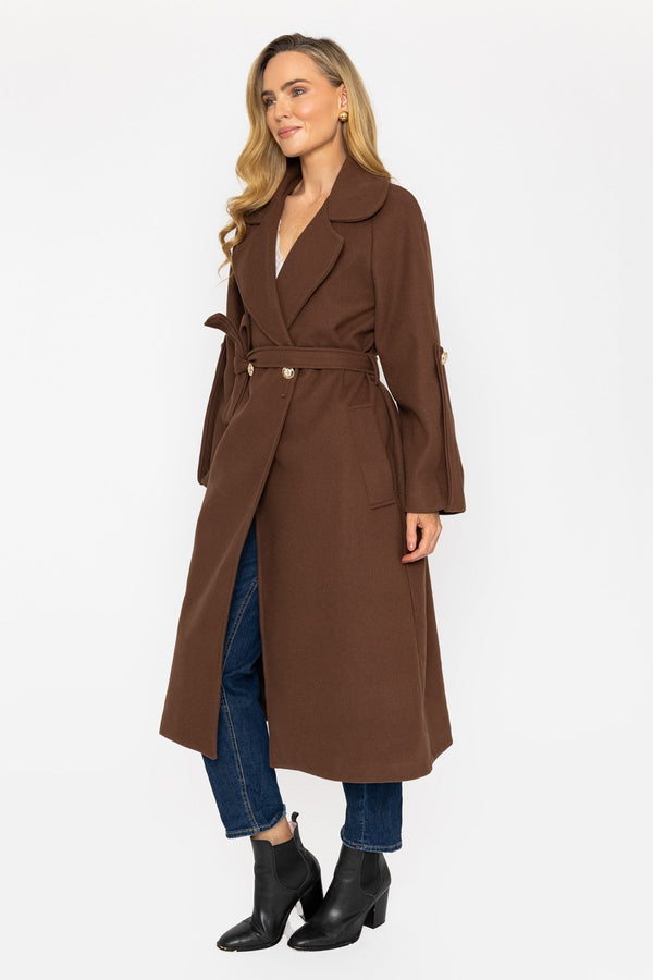 Carraig Donn Brown Long Belted Coat