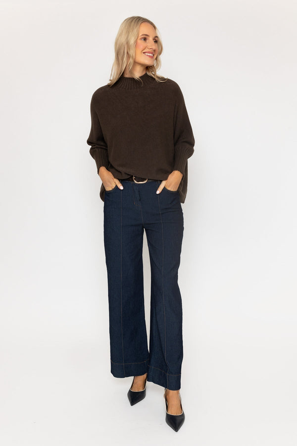 Carraig Donn Brown Rib Edge Polo Knit
