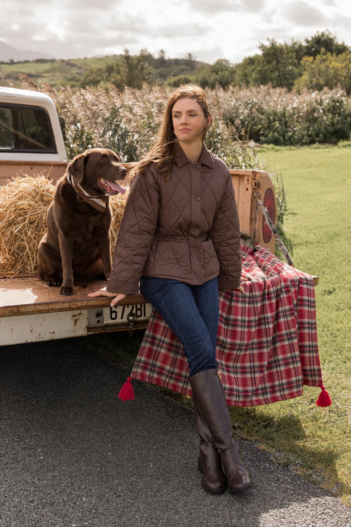 Brown Short Padded Coat with Corduroy Collar