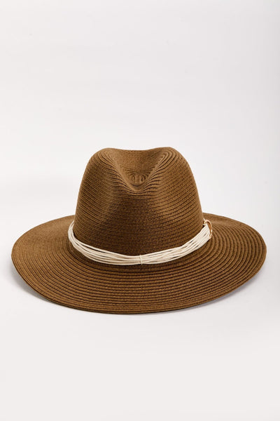 Carraig Donn Brown Straw Hat with Gold Clasp Detail