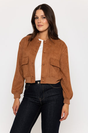 Brown Suedette Bomber Jacket Ladies Jackets – Carraig Donn