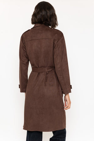 Carraig Donn Brown Suedette Belted Trench Coat