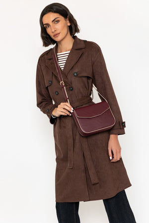 Carraig Donn Brown Suedette Belted Trench Coat