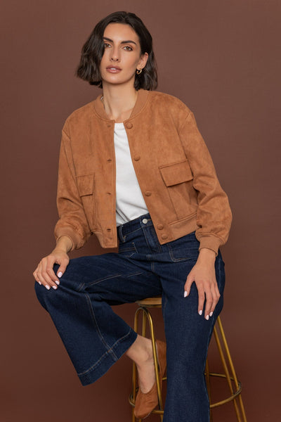 Brown Suedette Bomber Jacket Ladies Jackets – Carraig Donn