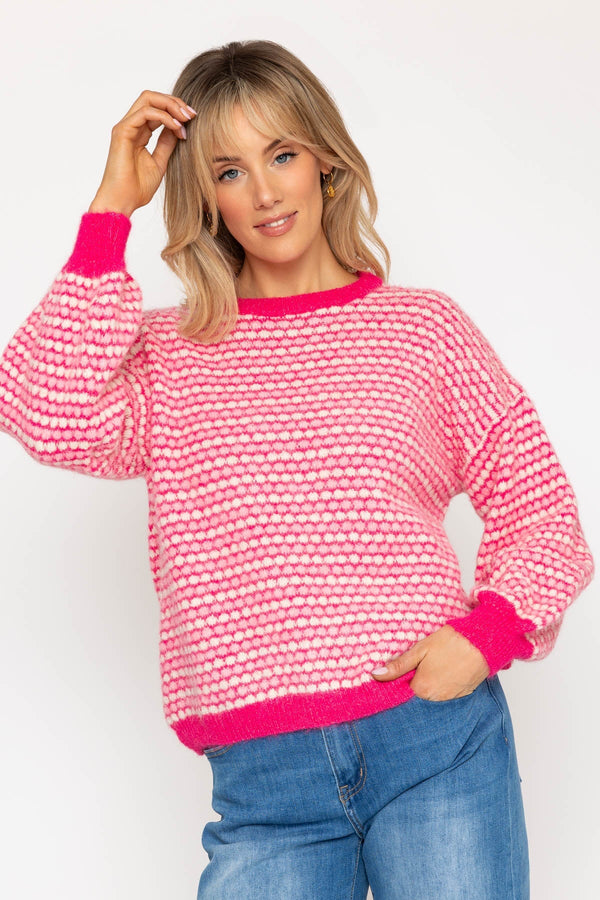 Carraig Donn Bubble Knit Jumper in Pink