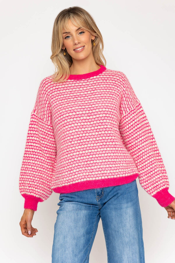 Carraig Donn Bubble Knit Jumper in Pink