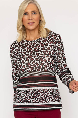 Carraig Donn Burgundy Animal Print Top