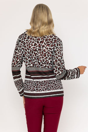 Carraig Donn Burgundy Animal Print Top