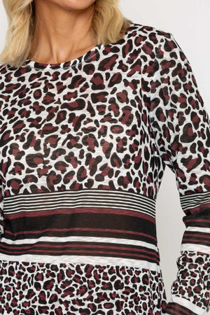 Carraig Donn Burgundy Animal Print Top