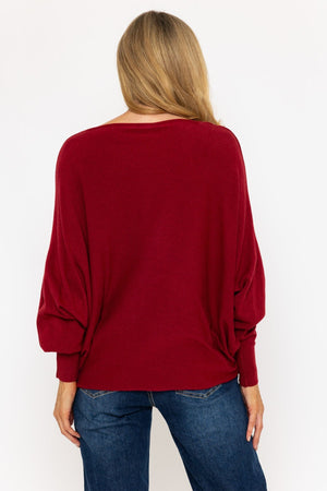 Carraig Donn Burgundy Batwing Knit Jumper