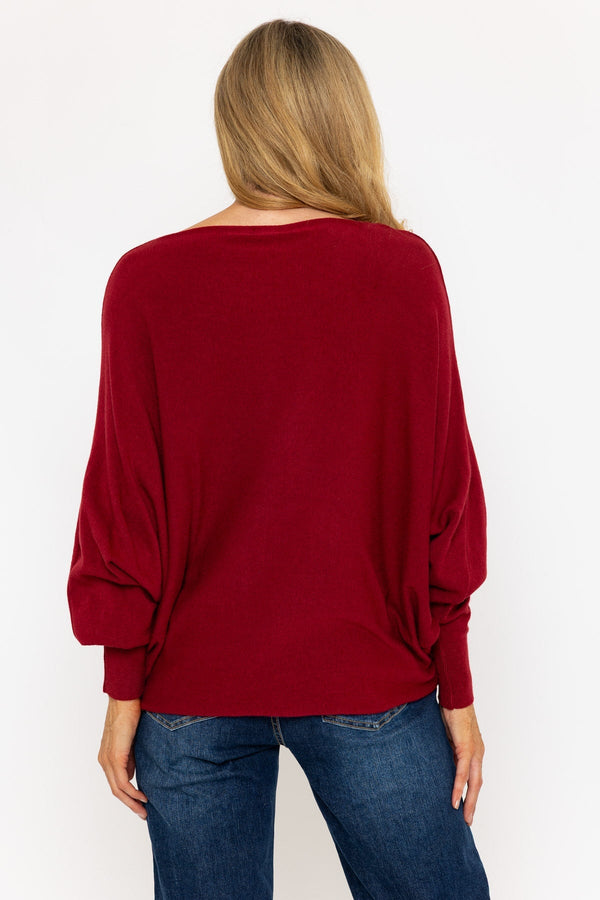 Carraig Donn Burgundy Batwing Knit Jumper