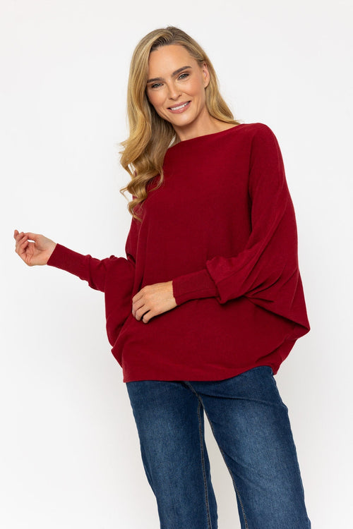 Burgundy Batwing Knit Jumper