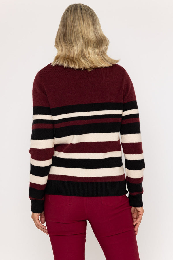 Carraig Donn Burgundy & Black Roll Neck Sweater