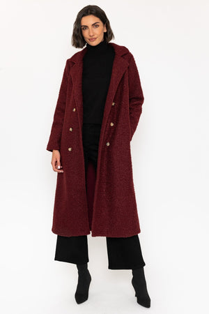 Carraig Donn Burgundy Boucle Double Breasted Coat