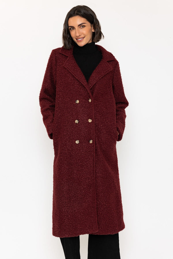 Carraig Donn Burgundy Boucle Double Breasted Coat