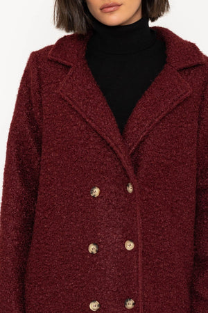 Carraig Donn Burgundy Boucle Double Breasted Coat