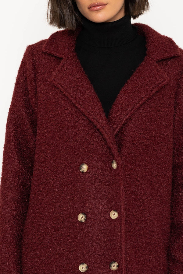 Carraig Donn Burgundy Boucle Double Breasted Coat