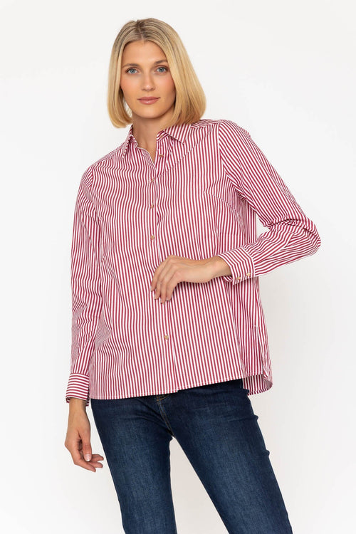 Burgundy Cotton Shirt With Heart Shaped Buttons