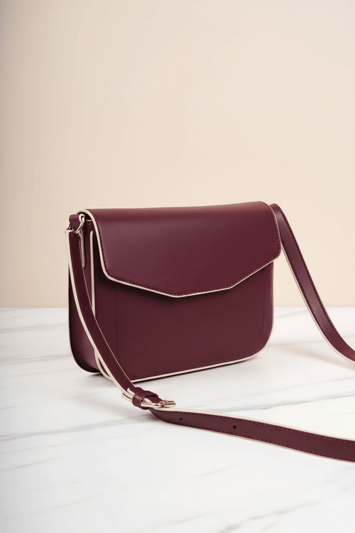 Burgundy Crossbody Bag With Flap