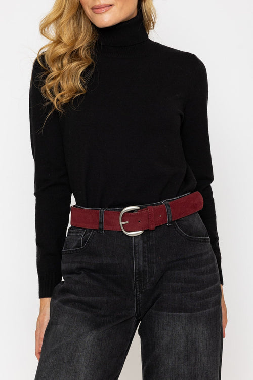 Burgundy Faux Suede Belt