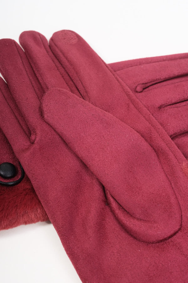 Carraig Donn Burgundy Fur Cuff Faux Suede Gloves