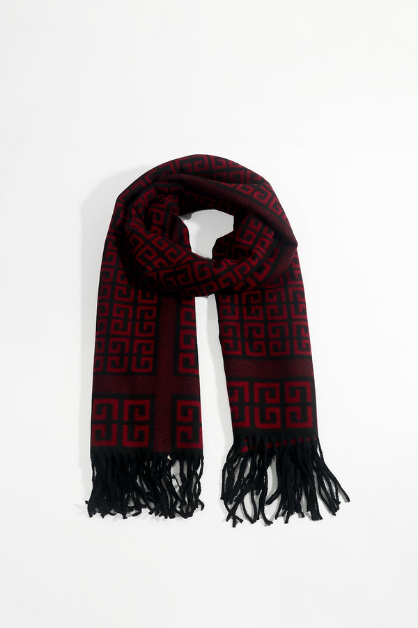 Carraig Donn Burgundy Geometric Print Scarf
