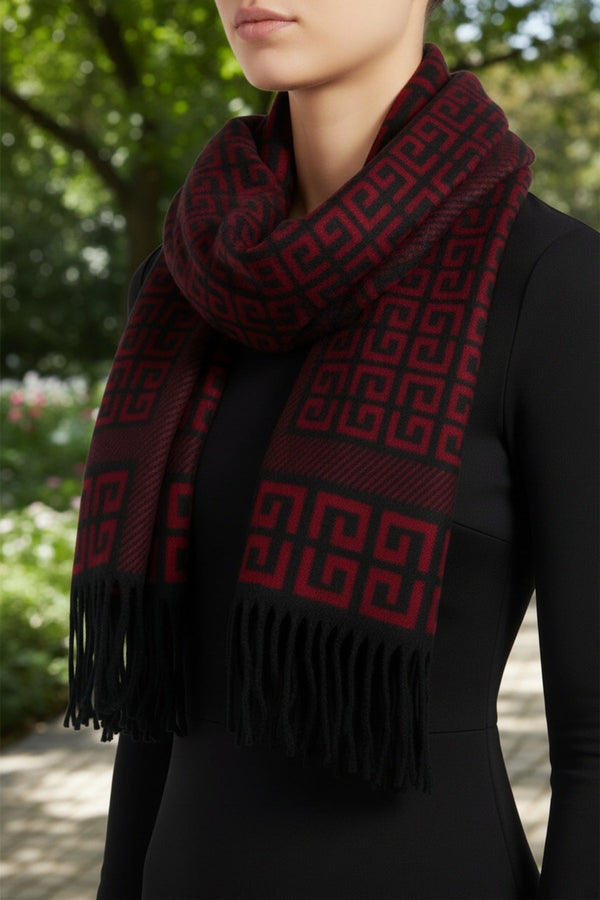 Carraig Donn Burgundy Geometric Print Scarf