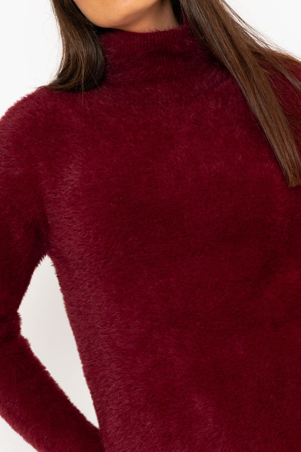 Carraig Donn Burgundy Hairy Soft Touch Knit Jumper