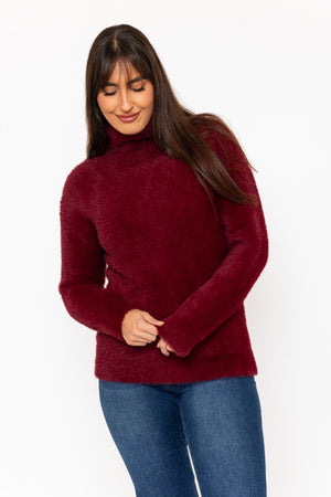Carraig Donn Burgundy Hairy Soft Touch Knit Jumper