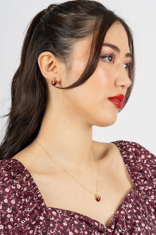 Burgundy Heart Pendant Necklace