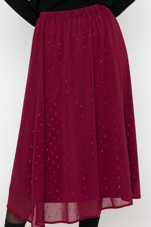 Carraig Donn Burgundy Lurex Midi Skirt
