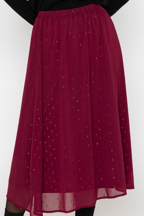 Carraig Donn Burgundy Lurex Midi Skirt