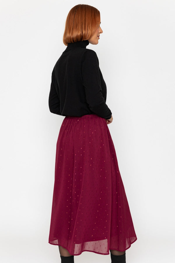 Carraig Donn Burgundy Lurex Midi Skirt