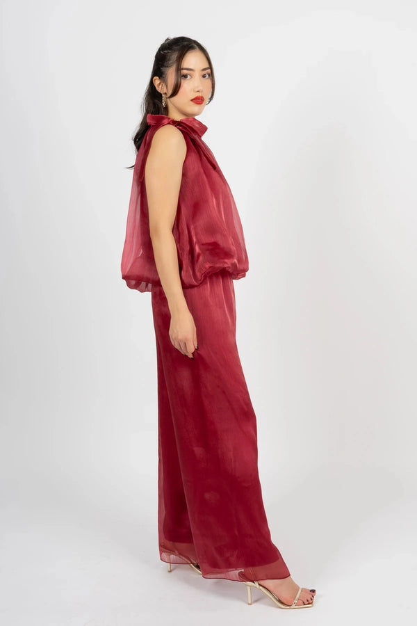 Carraig Donn Burgundy Organza Halter Top