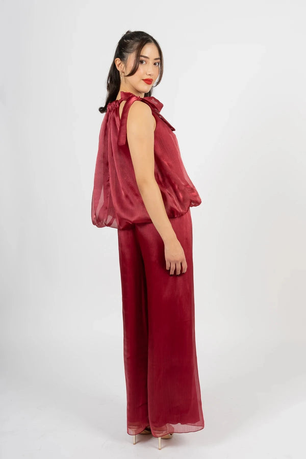Carraig Donn Burgundy Organza Halter Top