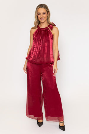 Carraig Donn Burgundy Organza Halter Top
