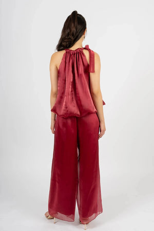 Carraig Donn Burgundy Organza Halter Top